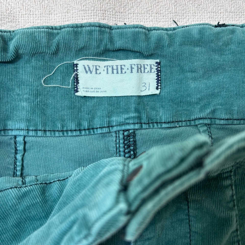 We The Free Jayde Cord Flare Jeans green blue teal emerald High Rise - Sz 31 - Picture 2 of 9